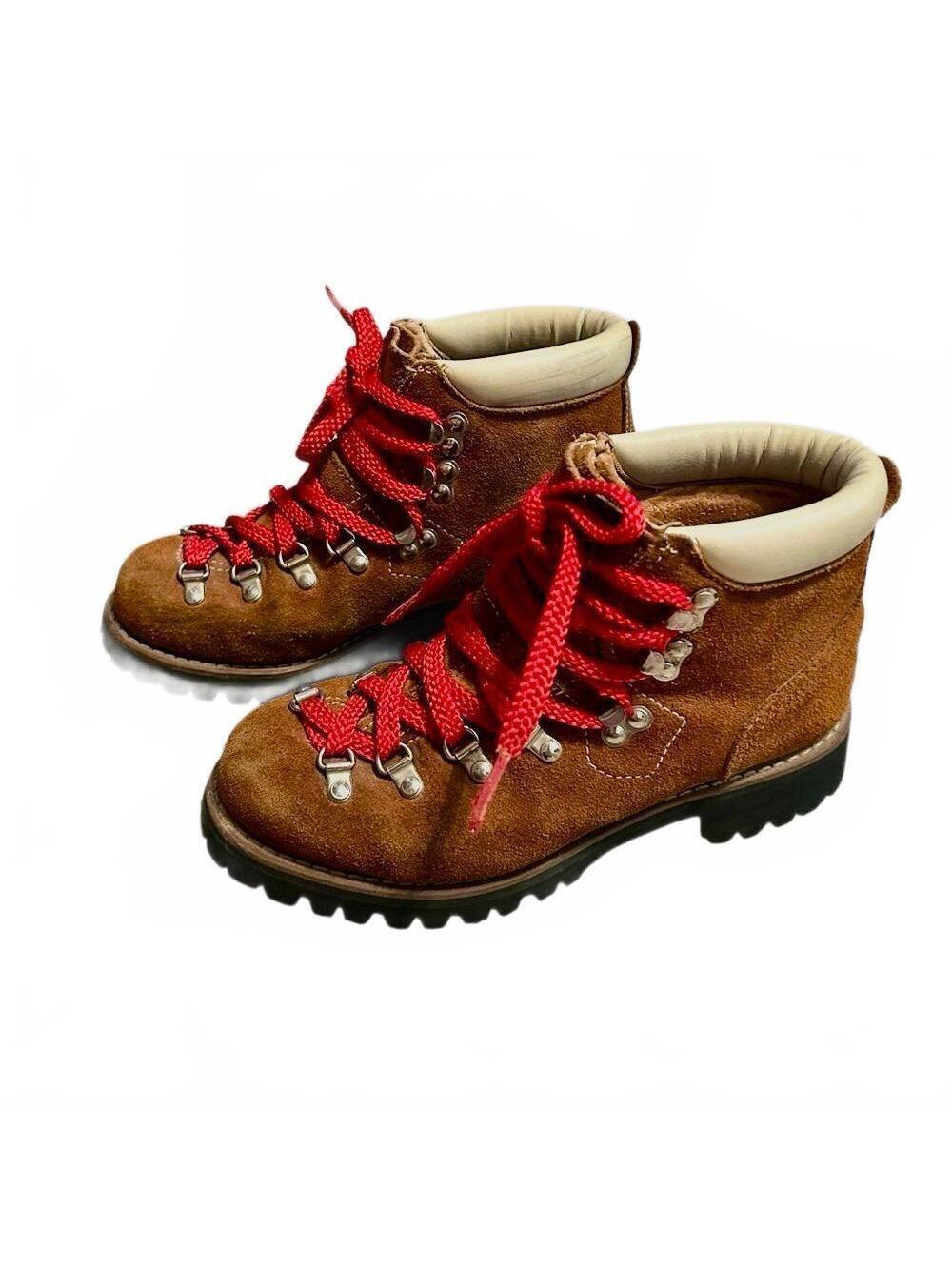 Brooks Vintage Vibram Mountain Hiking Boots Brown Suede Leather Red 5.5 7